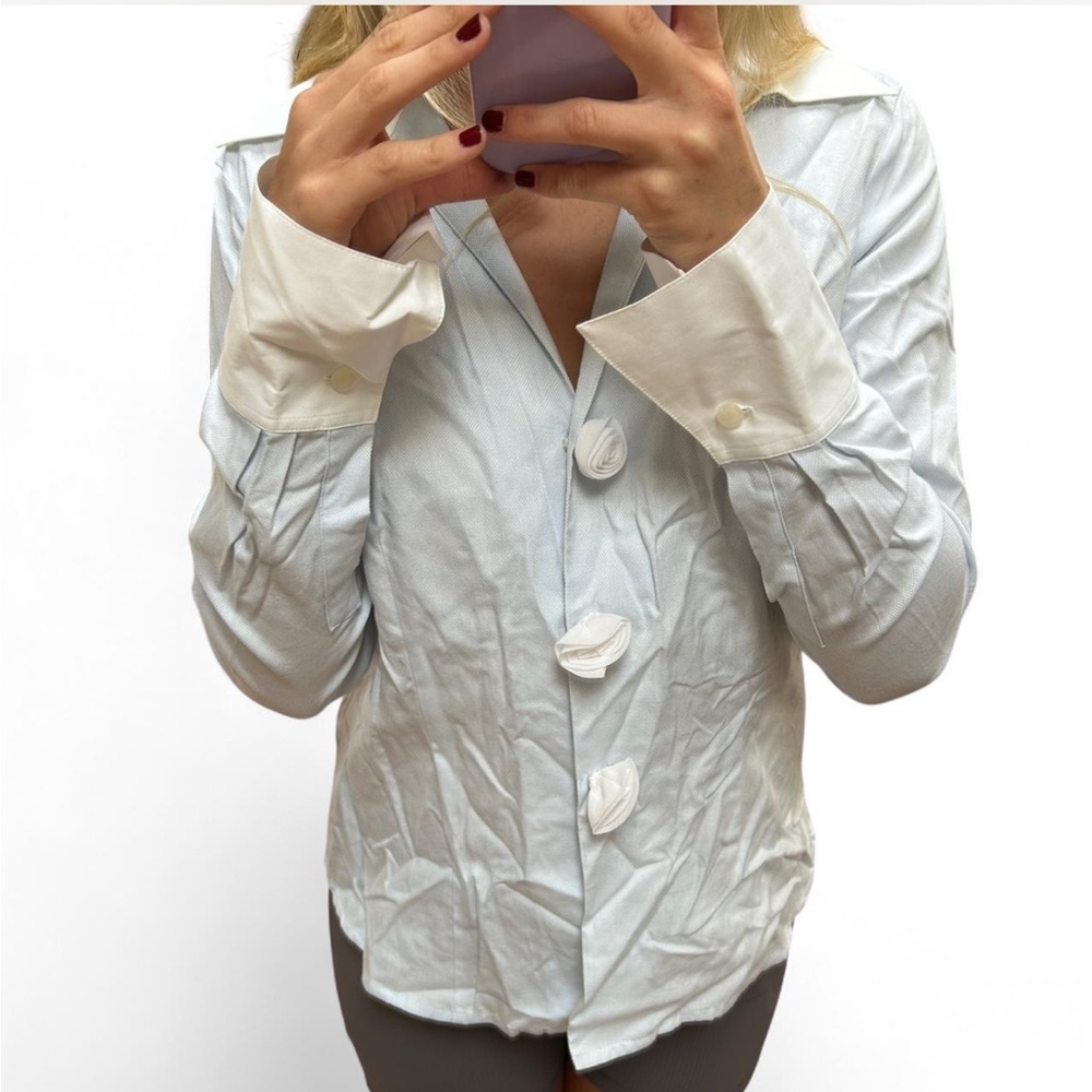 Casual Corner Light Blue Button-Down Shirt